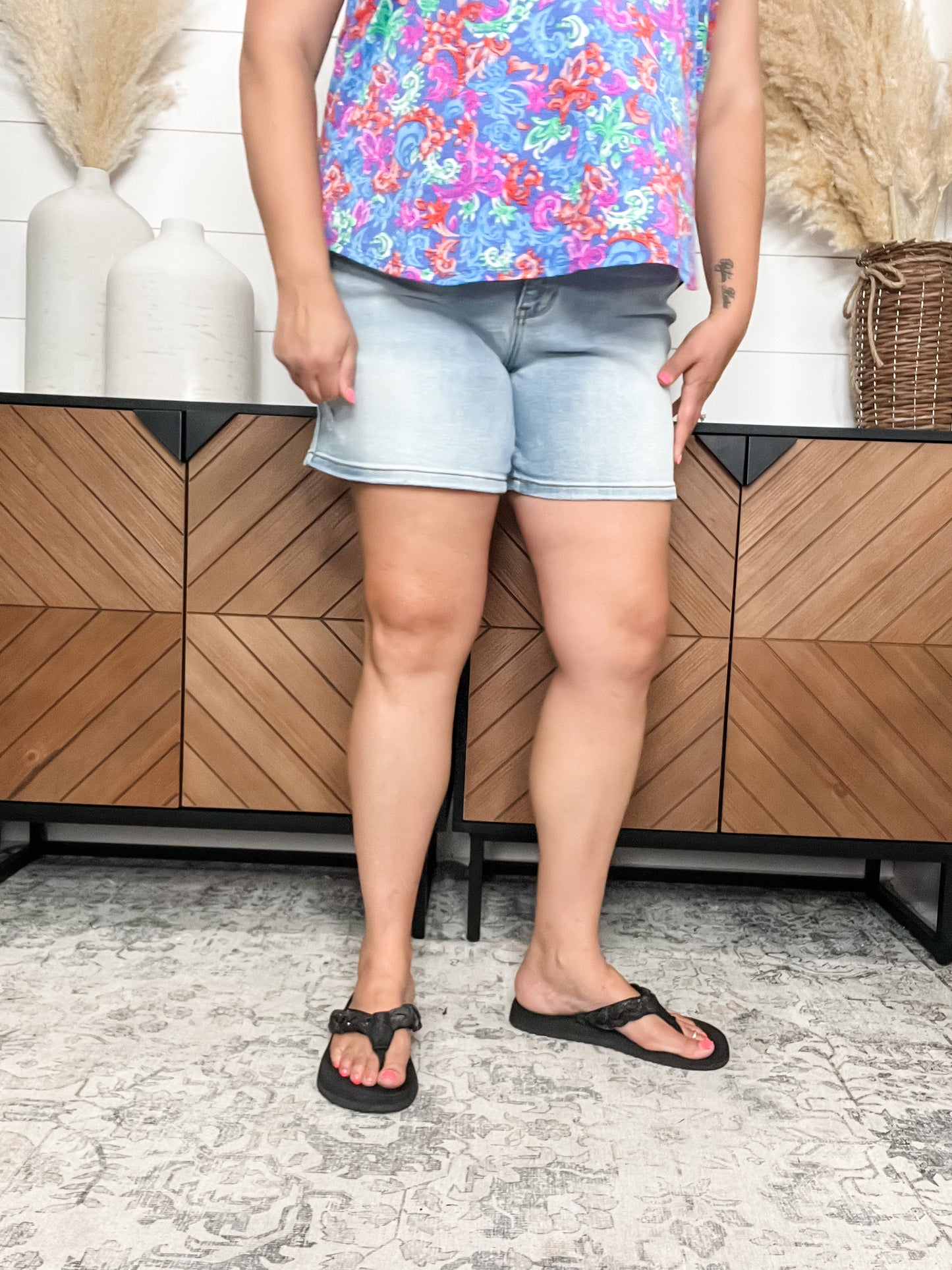 Judy Blue "Don't Get Caught" Vintage Light Wash Dad Shorts