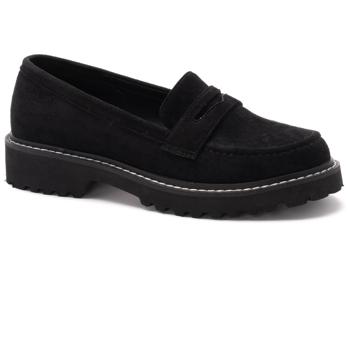 "Boost" By Corkys Loafer (Black Faux Suede)