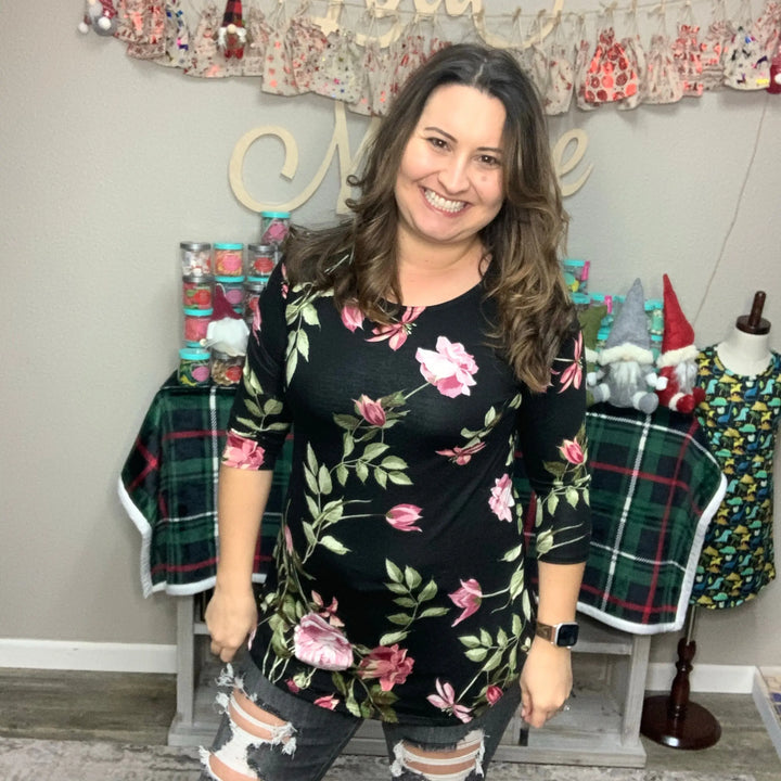 A Rose by Any Other... 3/4 Sleeve Top