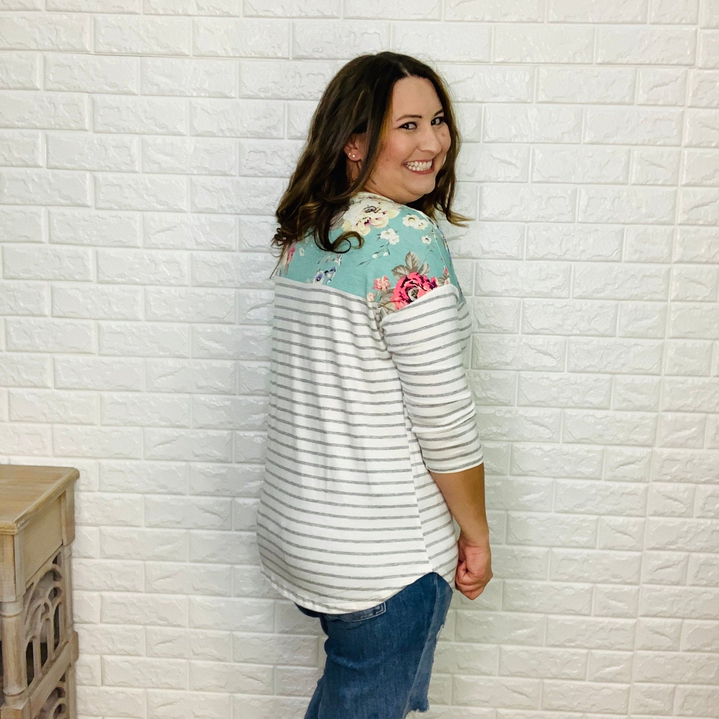 "A Spring In Your Step" 3/4 Sleeve Criss Cross