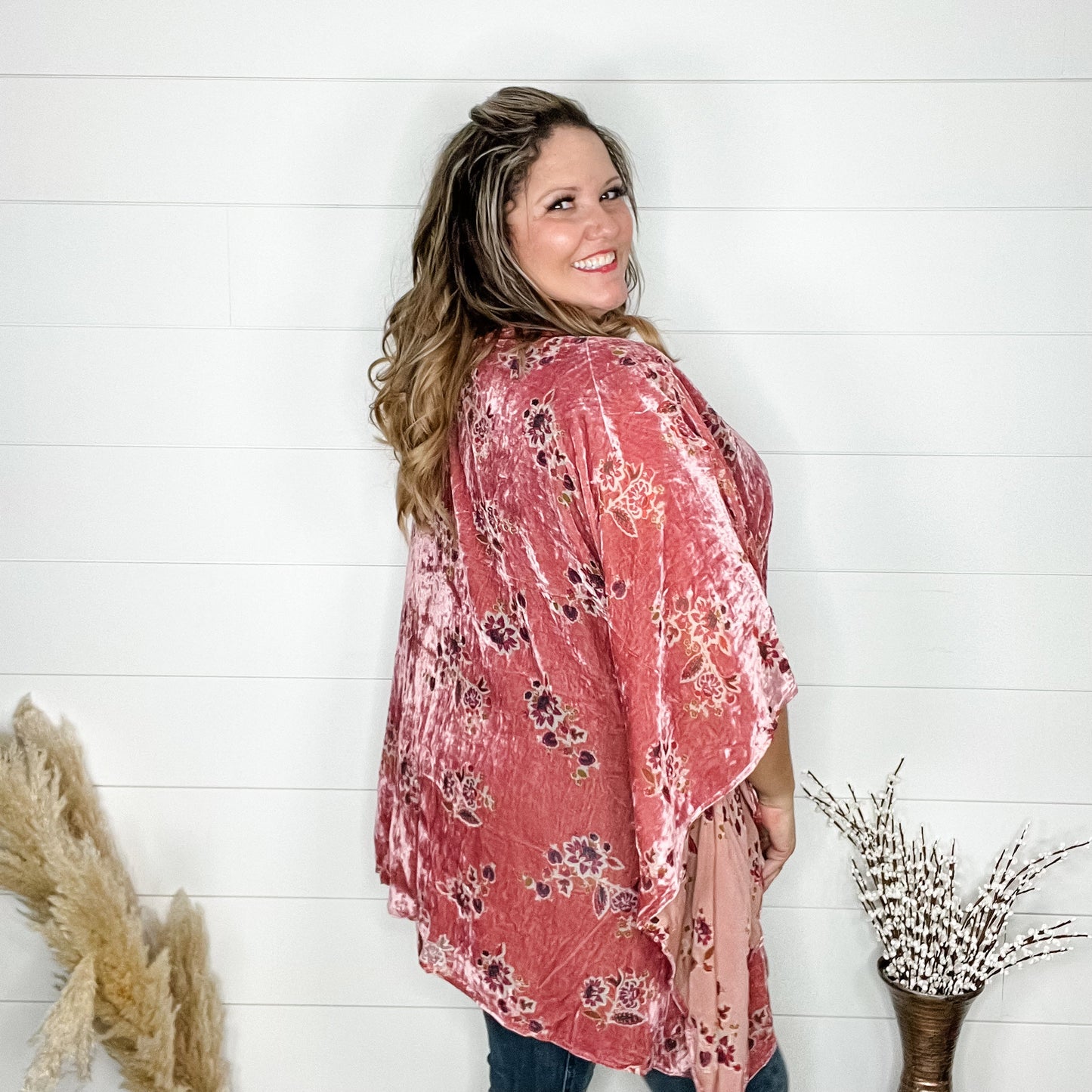 "Abroad" Velour Kimono