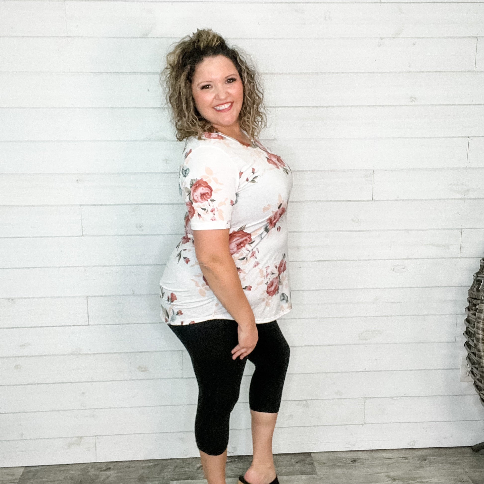 "Adams" Floral Cuff Sleeve V Neck