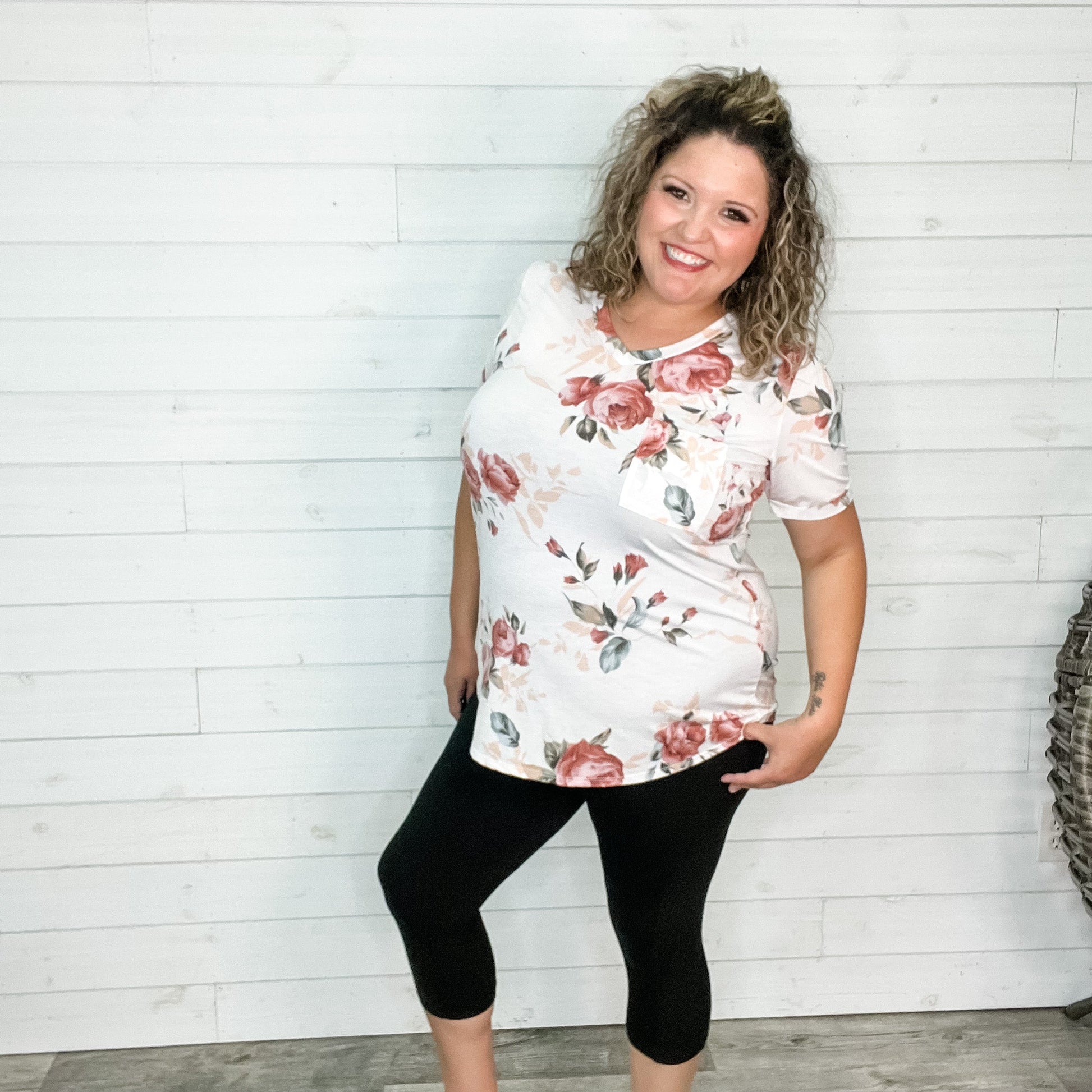 "Adams" Floral Cuff Sleeve V Neck