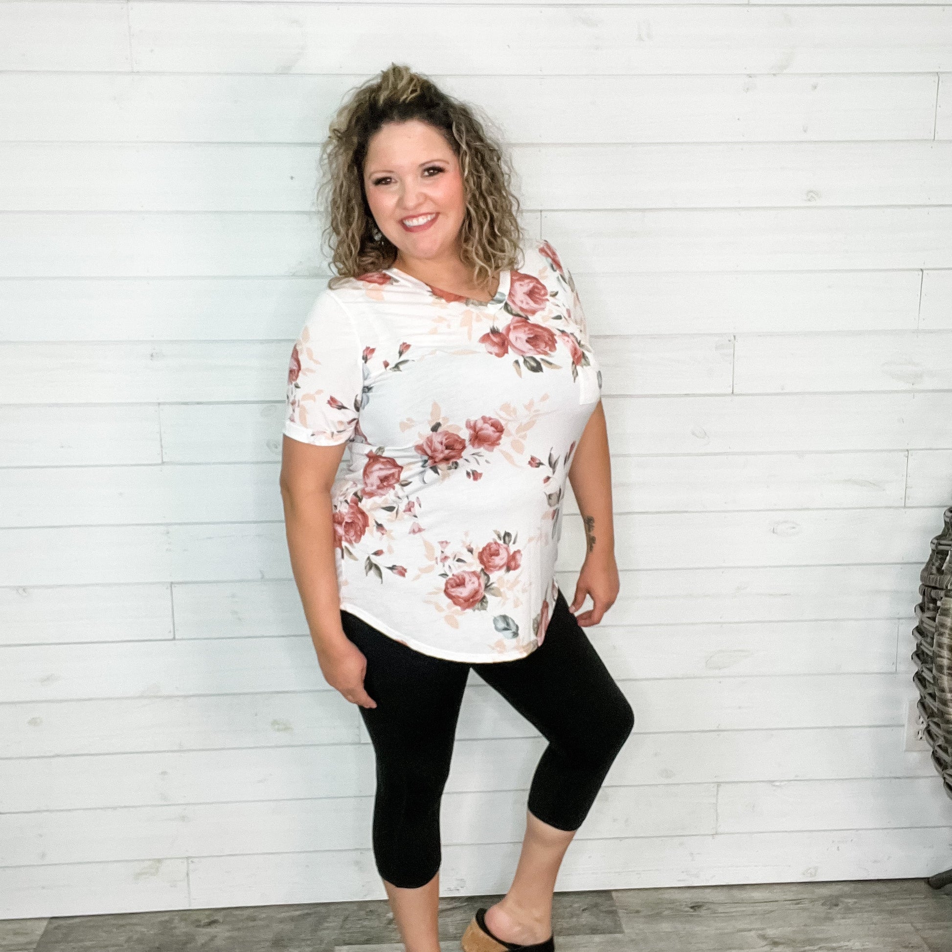 "Adams" Floral Cuff Sleeve V Neck