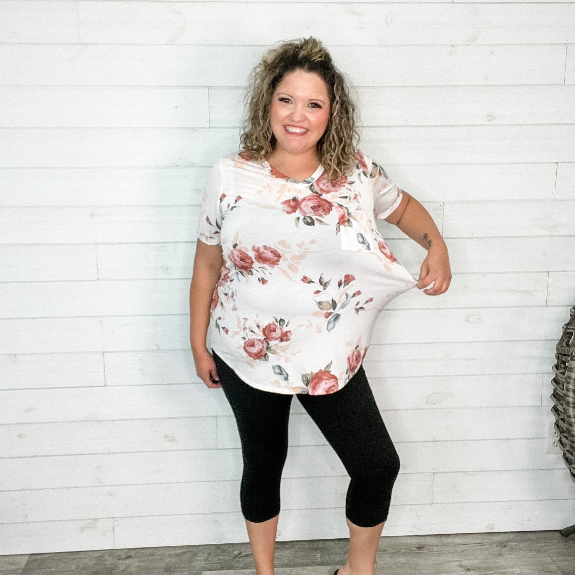 "Adams" Floral Cuff Sleeve V Neck