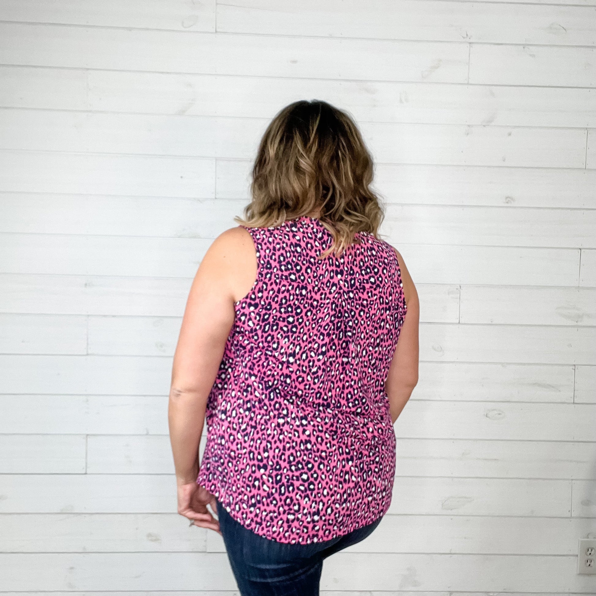 "After Hours" Animal Print Sleeveless Split Neck