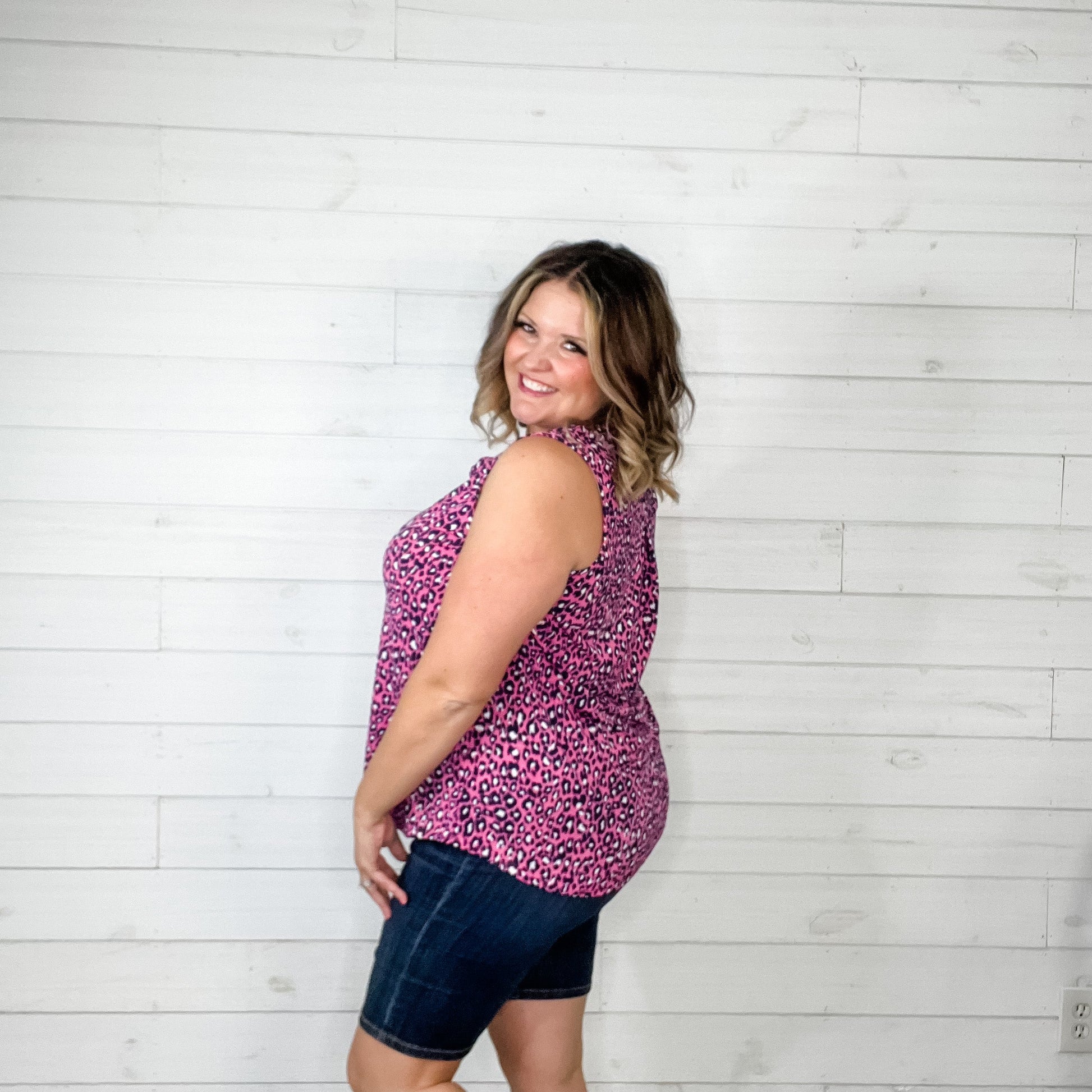 "After Hours" Animal Print Sleeveless Split Neck