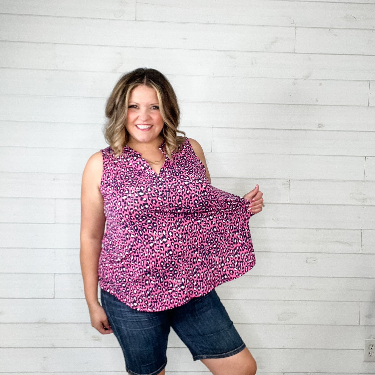 "After Hours" Animal Print Sleeveless Split Neck