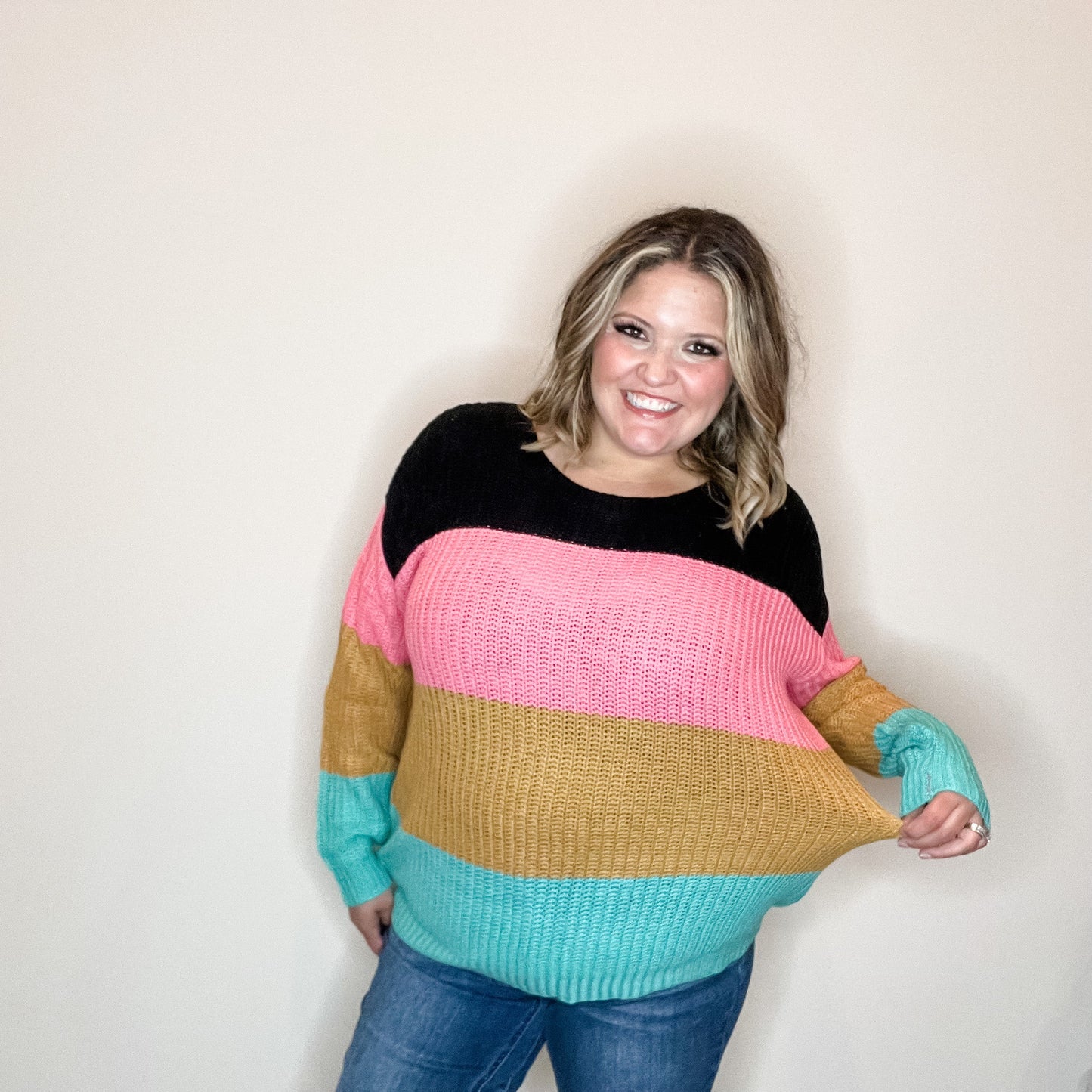 "Aftershock" Long Sleeve Round Neck Sweater