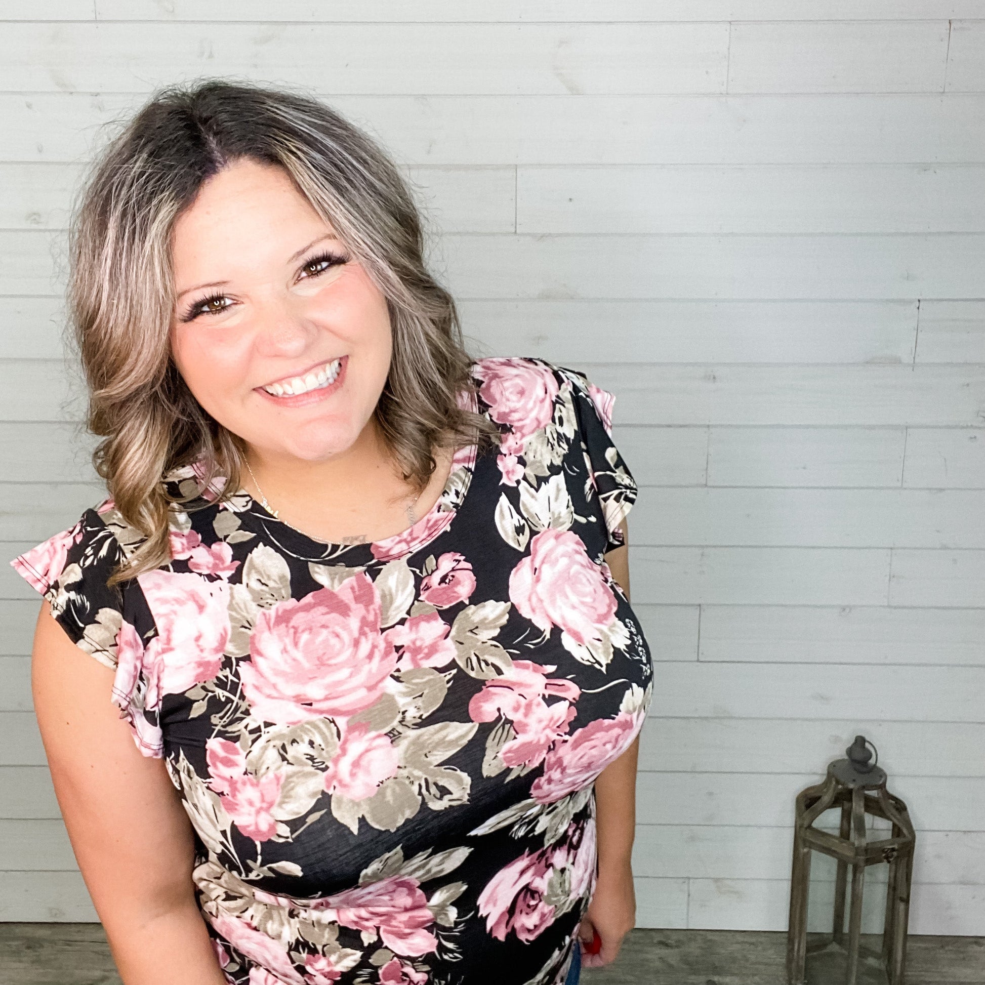 "Alana" Floral Ruffle Cap Sleeve