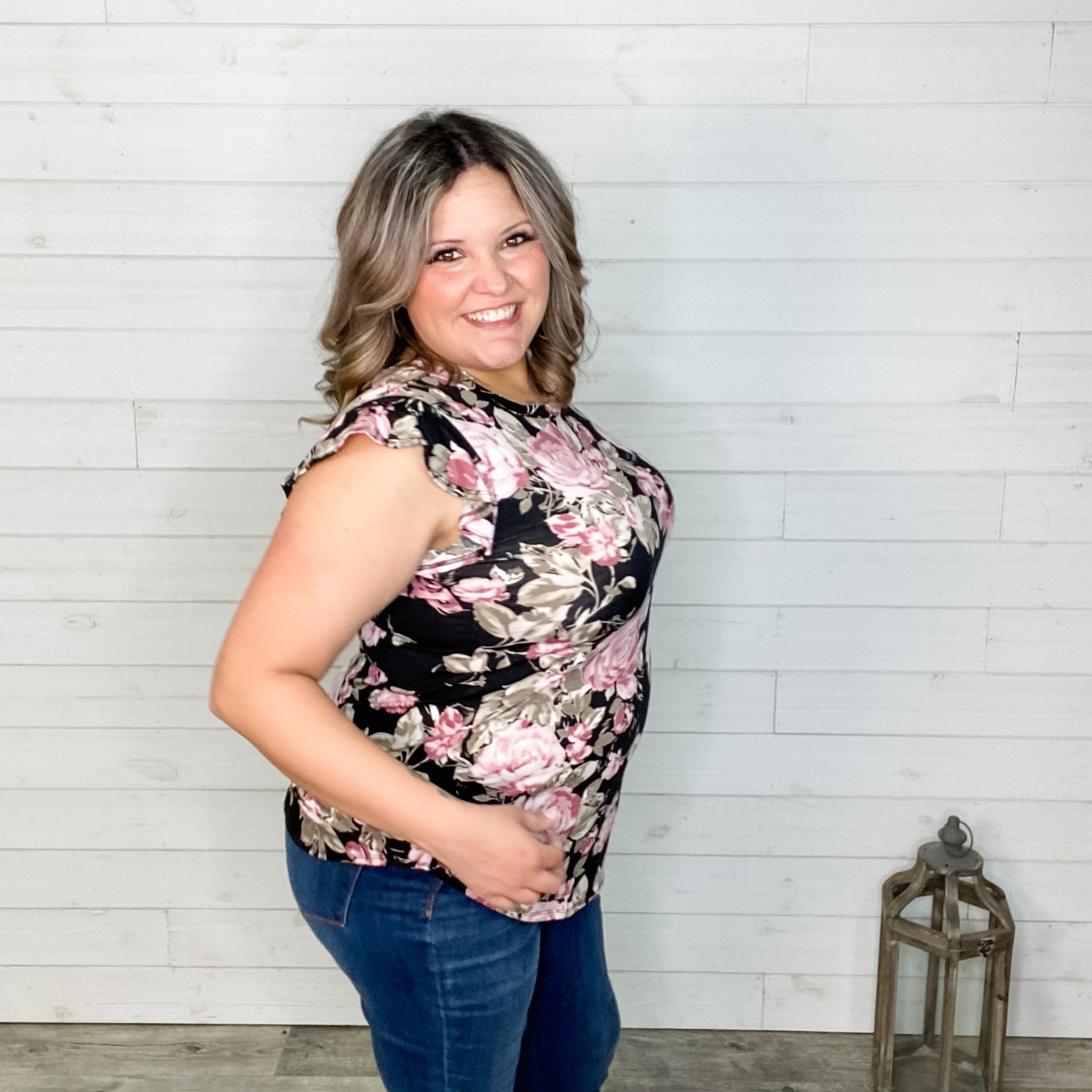 "Alana" Floral Ruffle Cap Sleeve