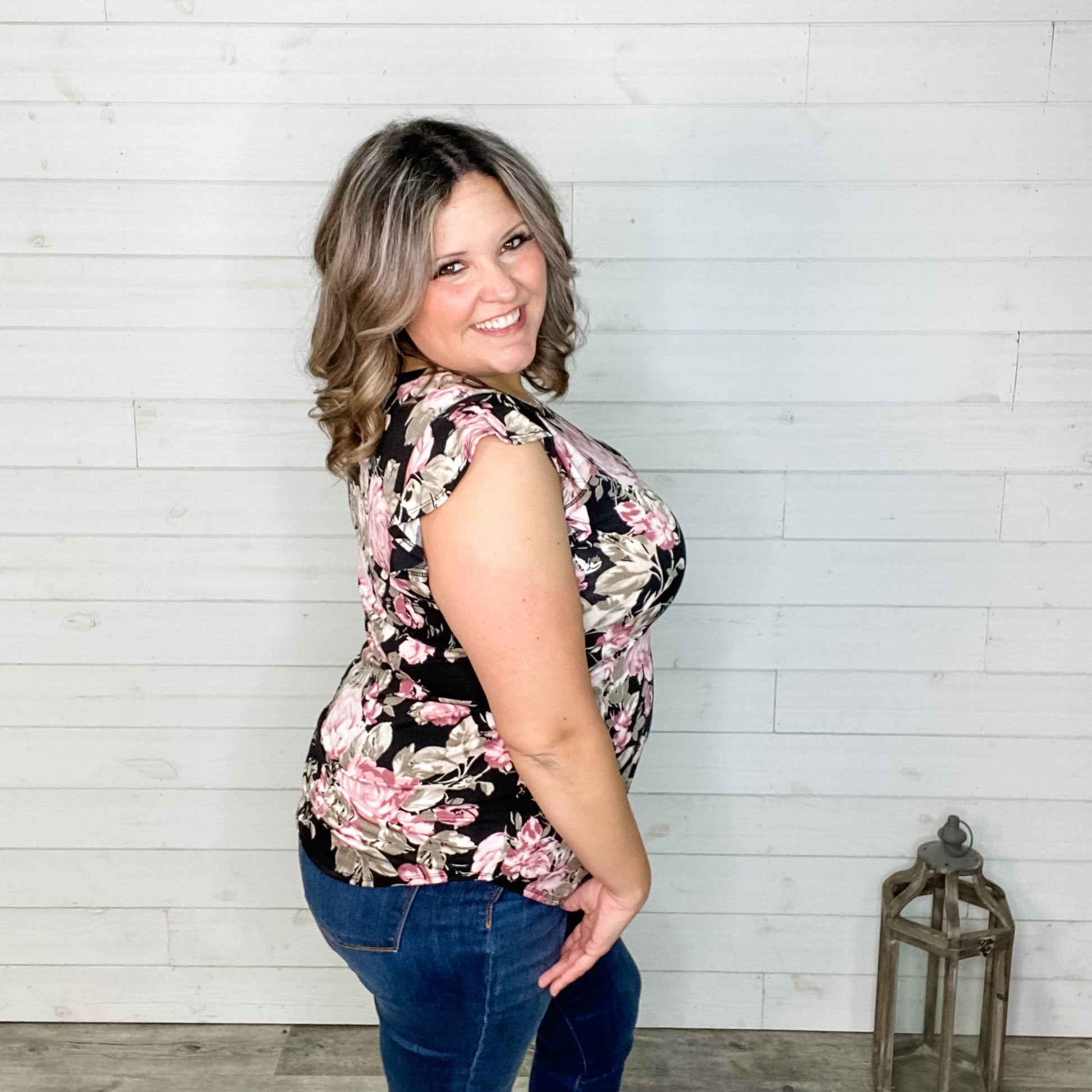 "Alana" Floral Ruffle Cap Sleeve