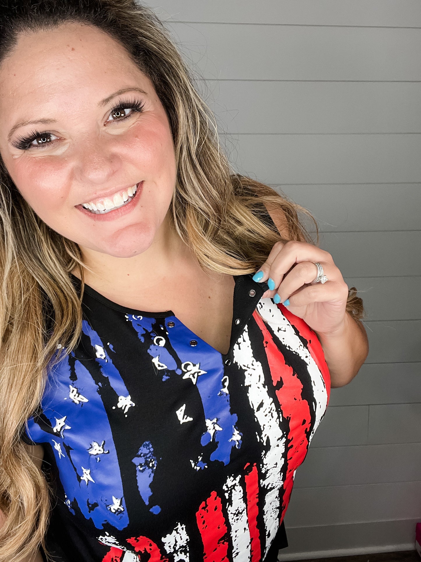 American Flag Fringe Tank Top