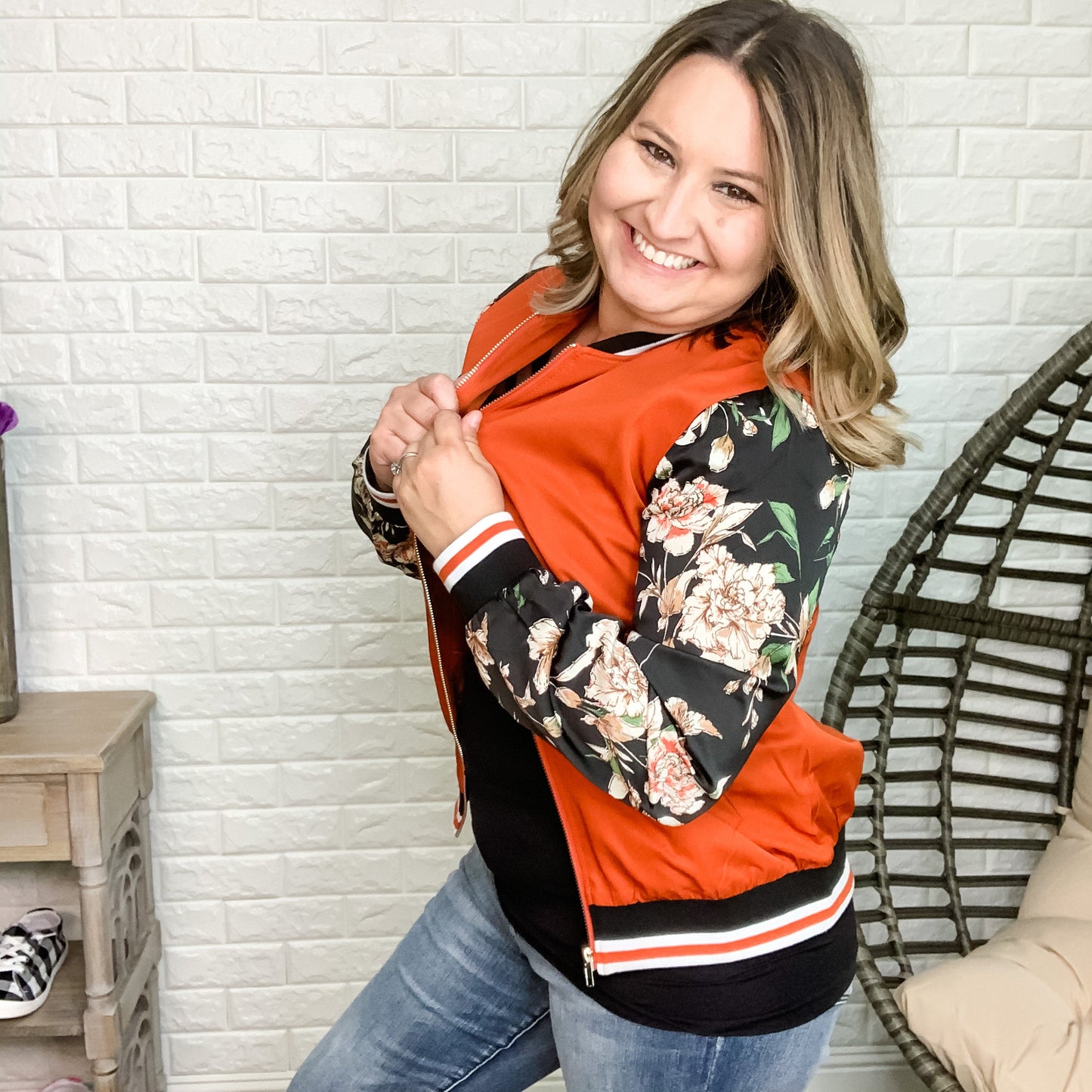 Ampersand Autumn Floral Bomber Jacket