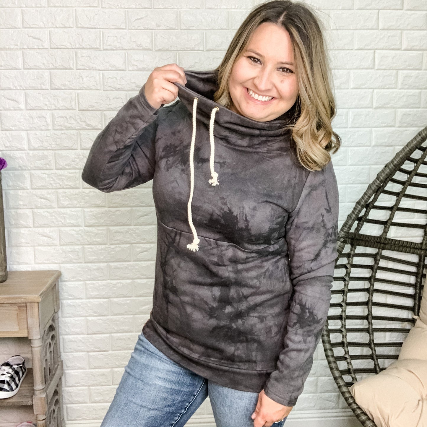 Ampersand "Storm Chaser" Tie Dye Wash Cowlneck Sweatshirt