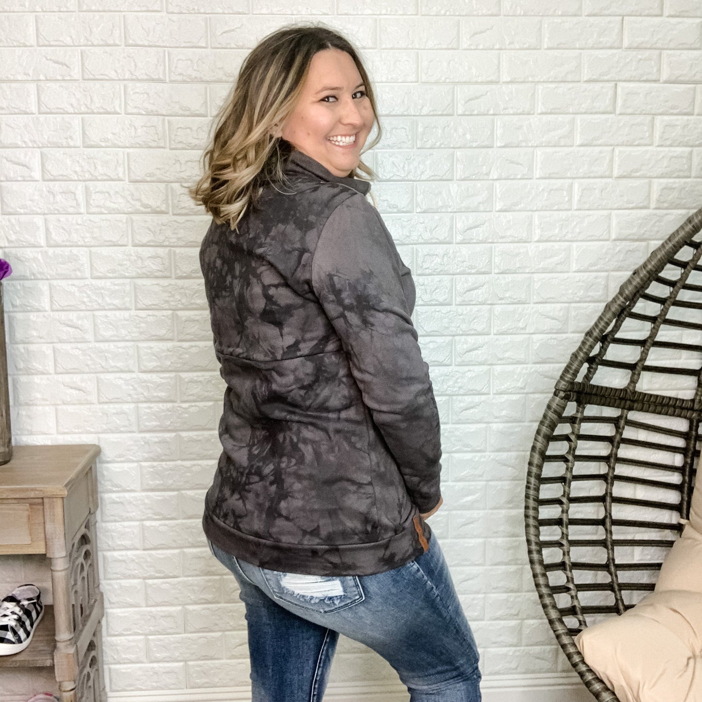 Ampersand "Storm Chaser" Tie Dye Wash Cowlneck Sweatshirt