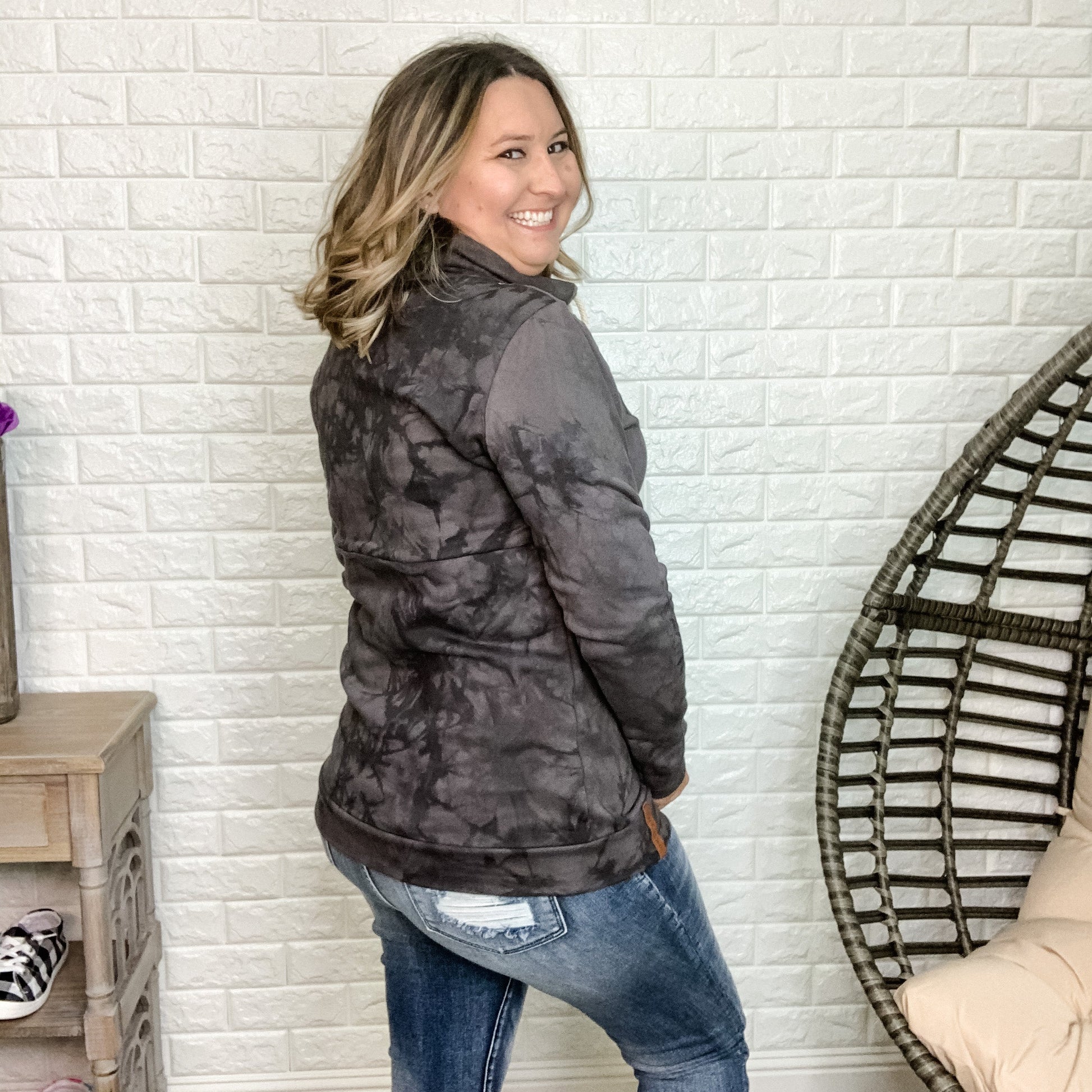 Ampersand "Storm Chaser" Tie Dye Wash Cowlneck Sweatshirt