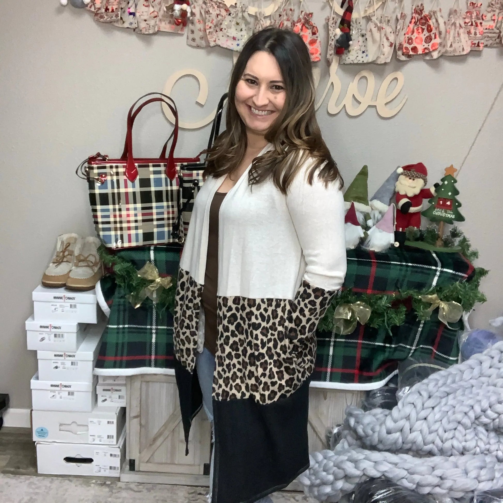 Animal Print Color Block Cardigan