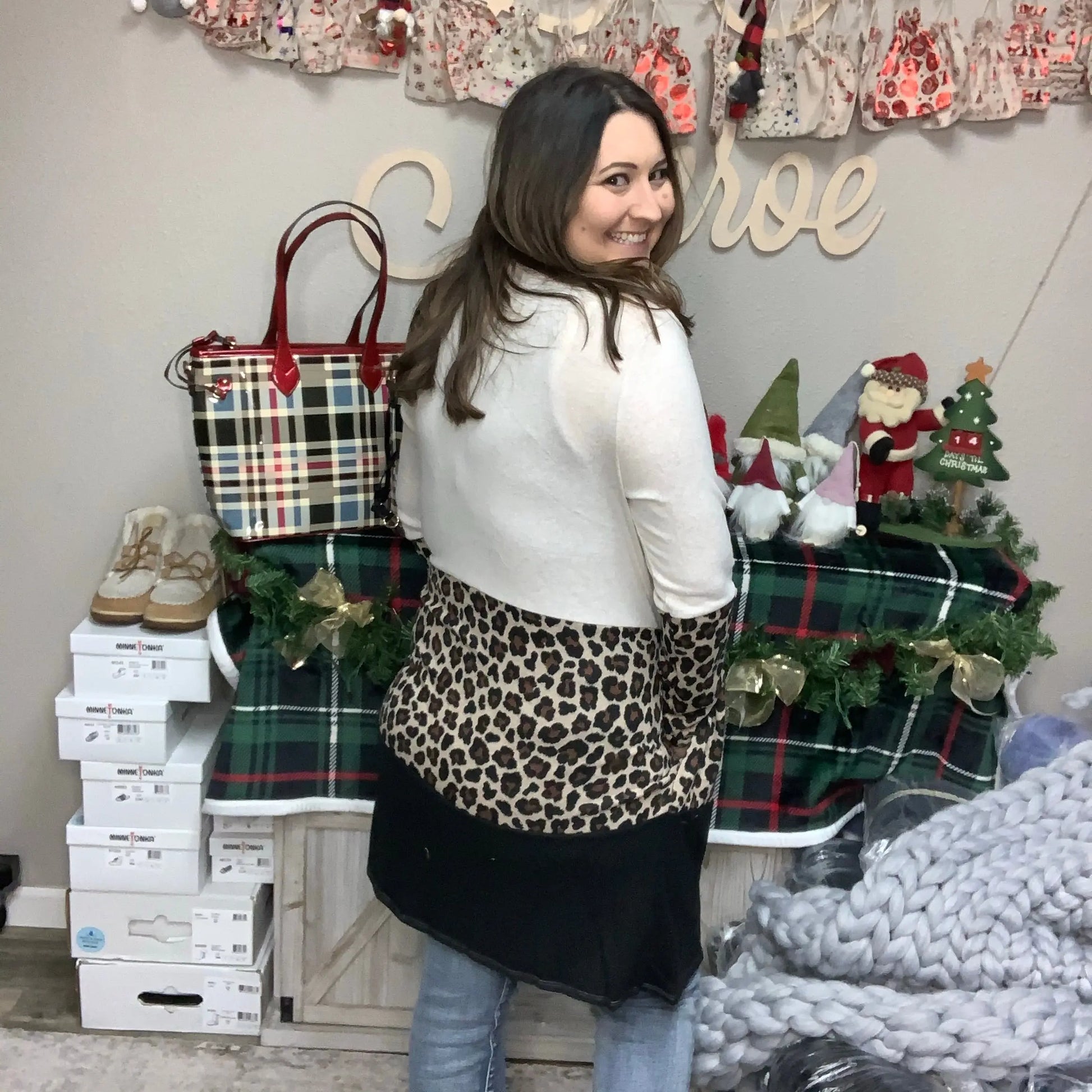 Animal Print Color Block Cardigan