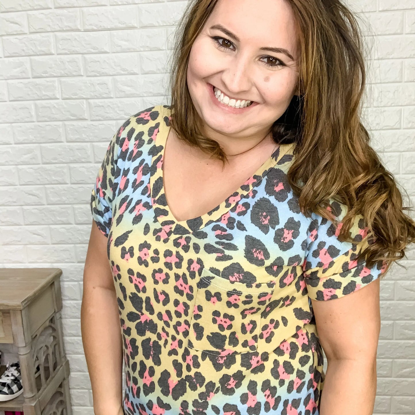"Autumn Animals" Animal Print Rolled Cuff Sleeve Top