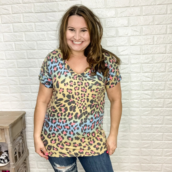 "Autumn Animals" Animal Print Rolled Cuff Sleeve Top