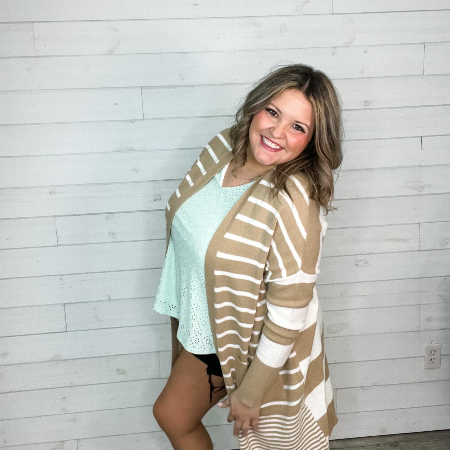 "Bambi" Long Sleeve Stripe Cardigan with Pockets