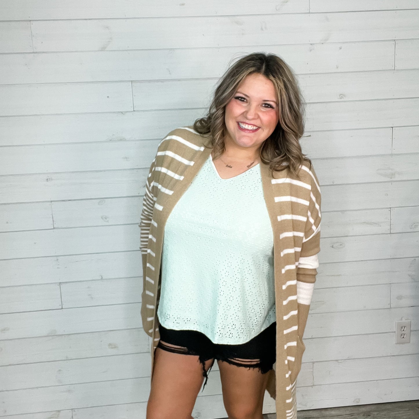 "Bambi" Long Sleeve Stripe Cardigan with Pockets