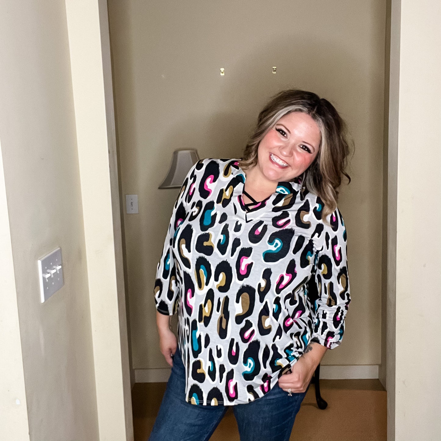 "Battalion Chief" Lizzy 3/4 Sleeve Split Neck