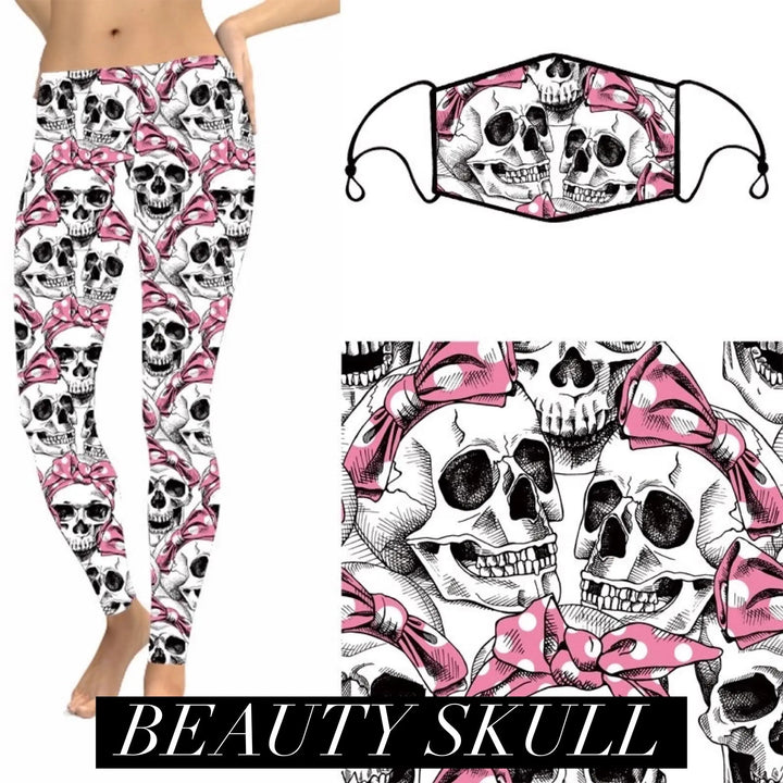 Beauty Skull Halloween Leggings-Lola Monroe Boutique
