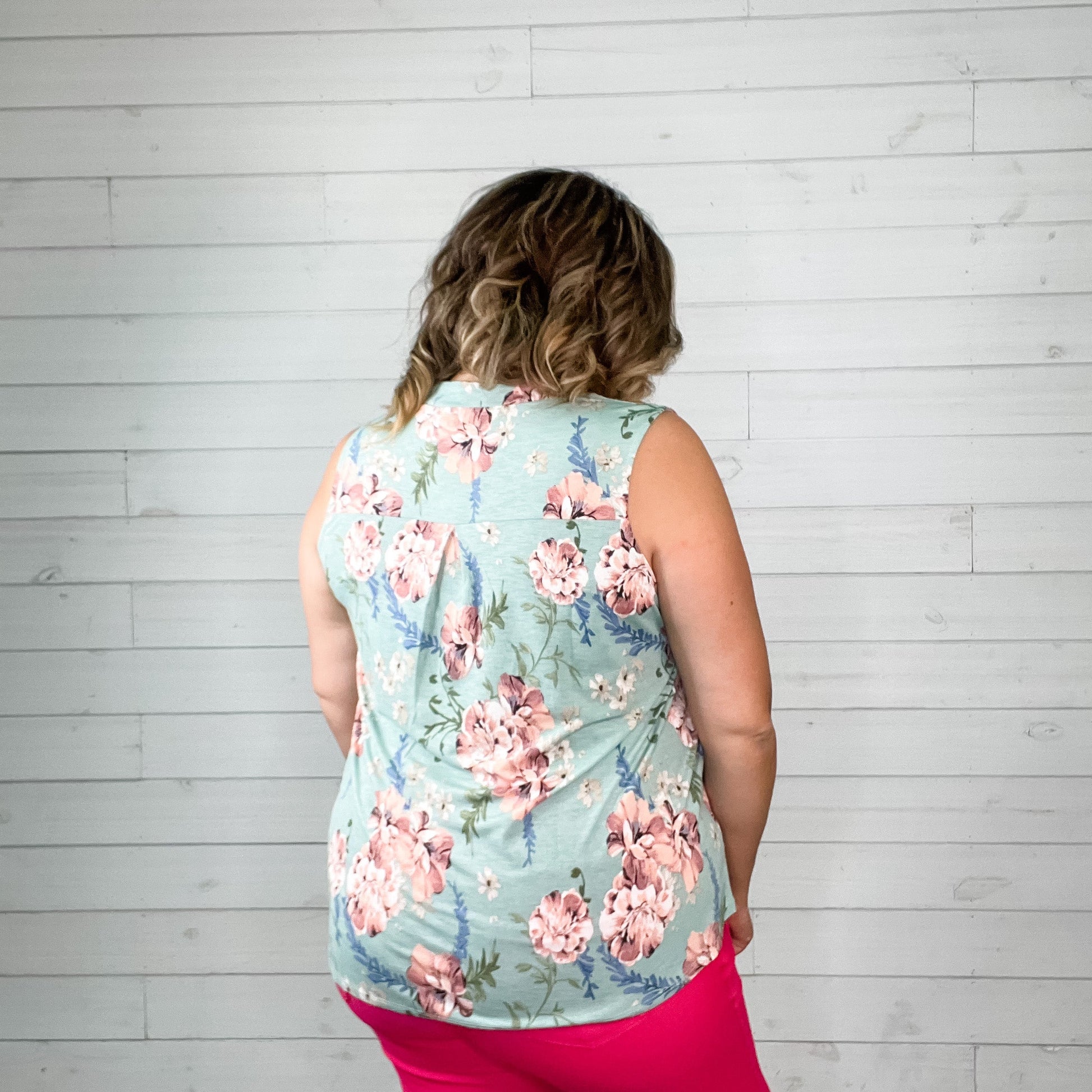 "Believer" Floral Sleeveless Split Neck