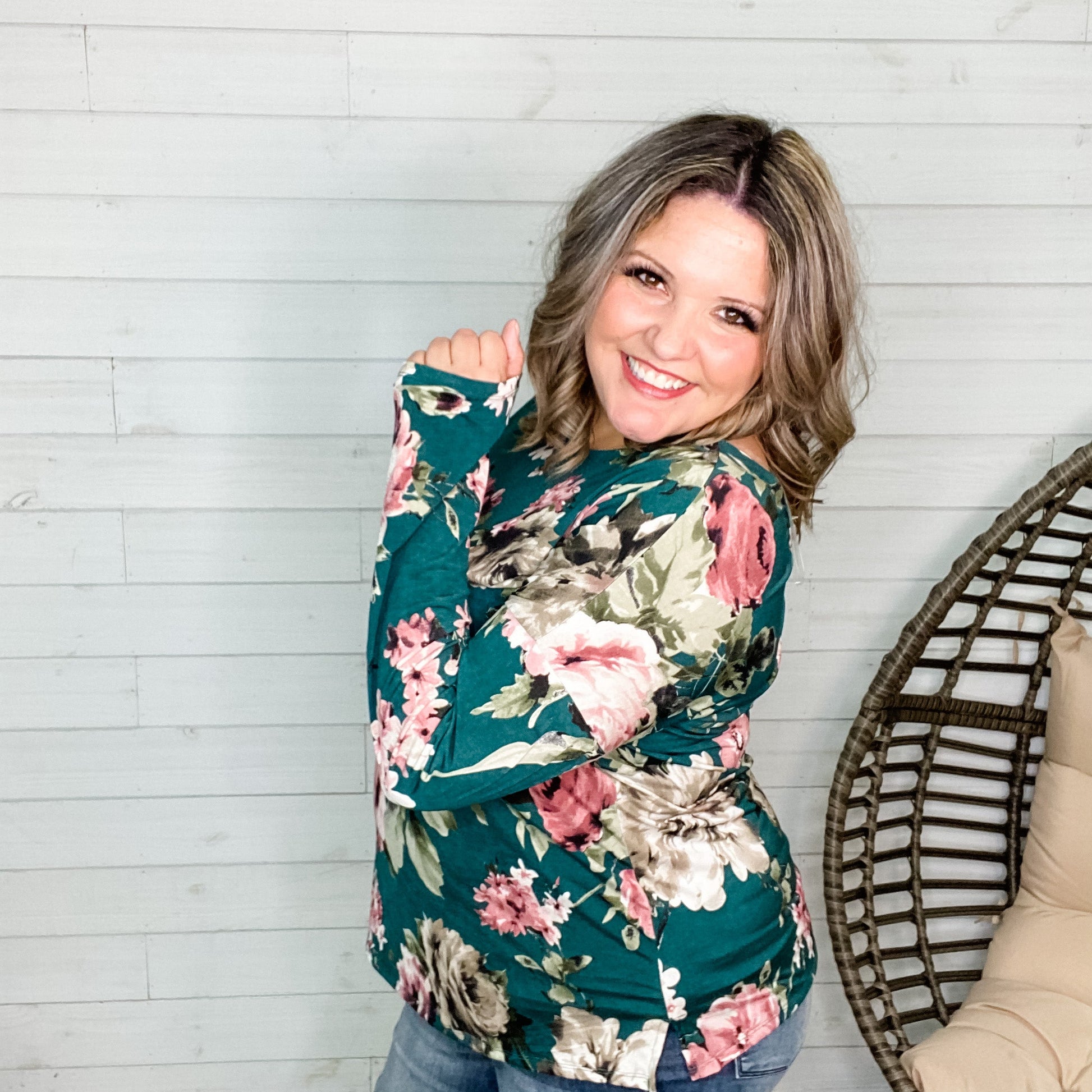 "Blake" Floral Long Sleeve with Criss Cross Back Detail