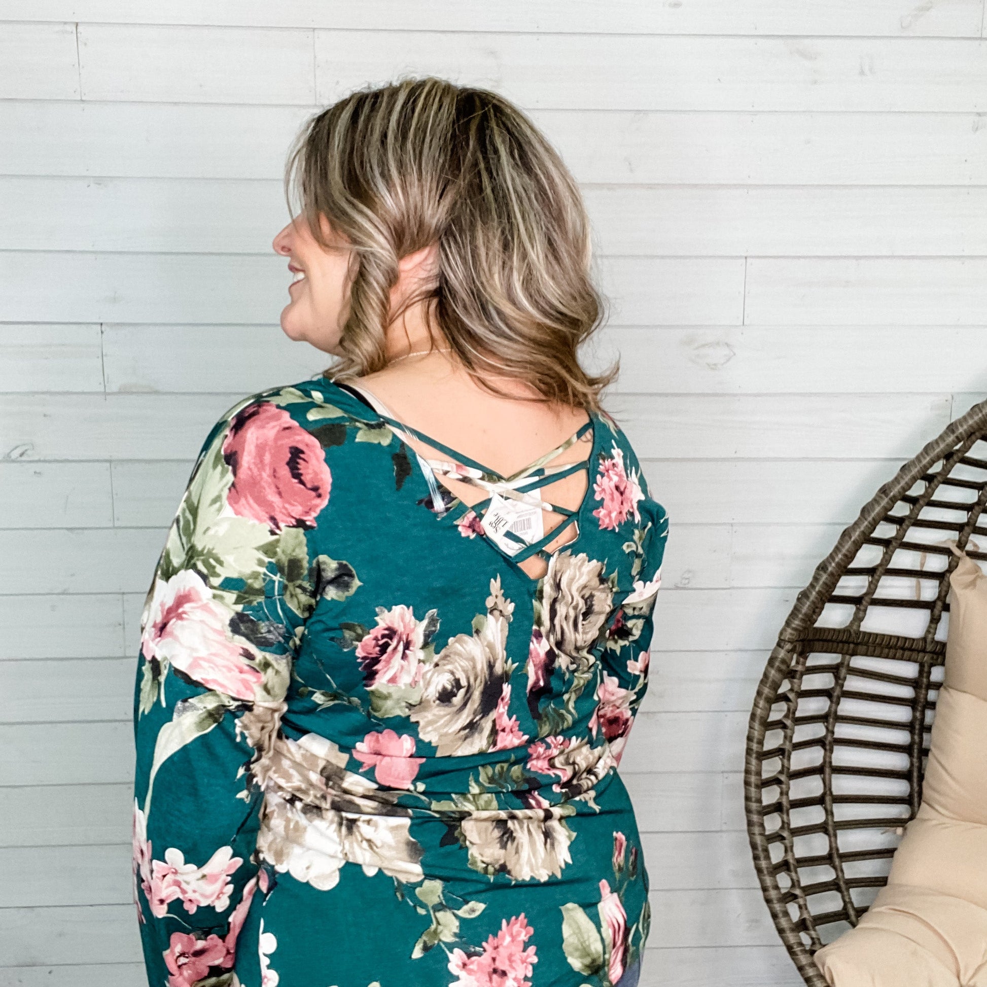 "Blake" Floral Long Sleeve with Criss Cross Back Detail