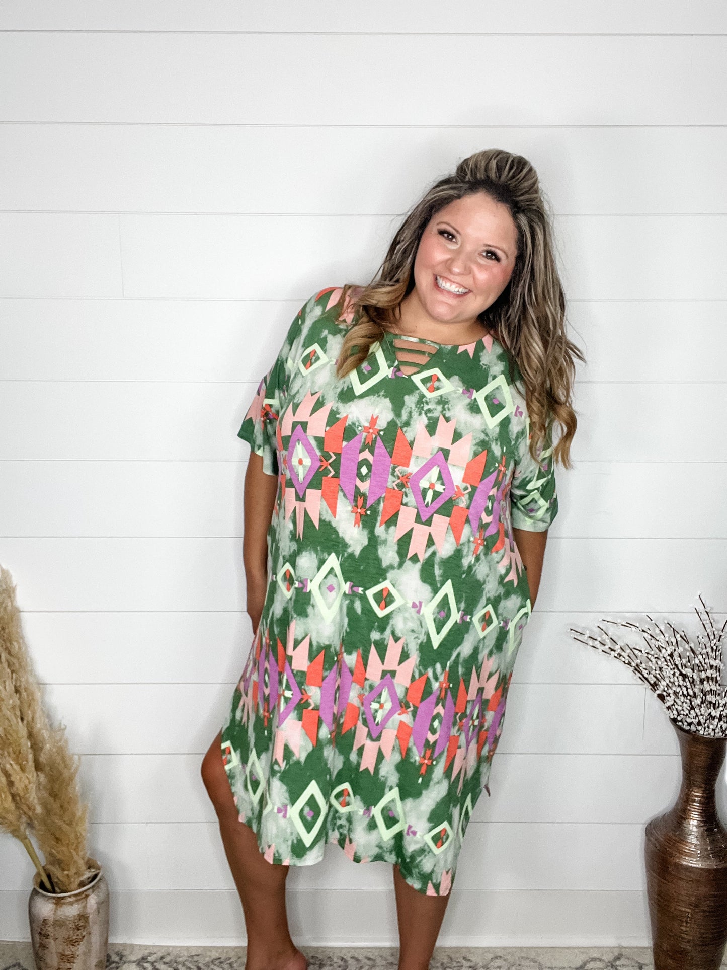 "Boca" Short Sleeve Dress with Pockets
