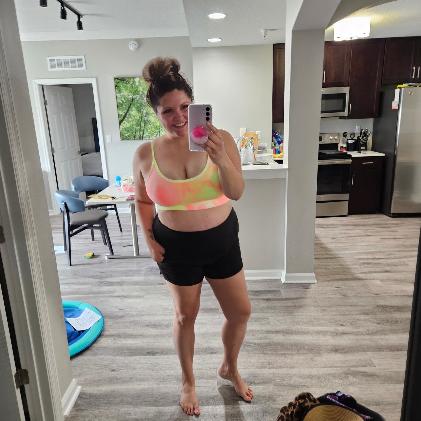 Booty Shorts With Pockets (Black and Purple)