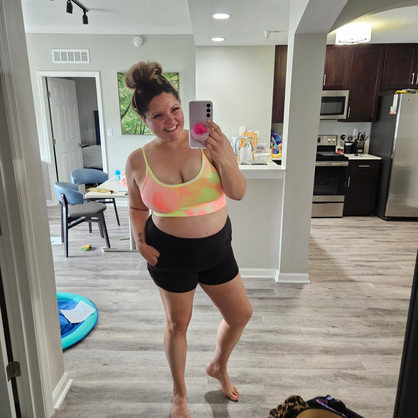Booty Shorts With Pockets (Black and Purple)