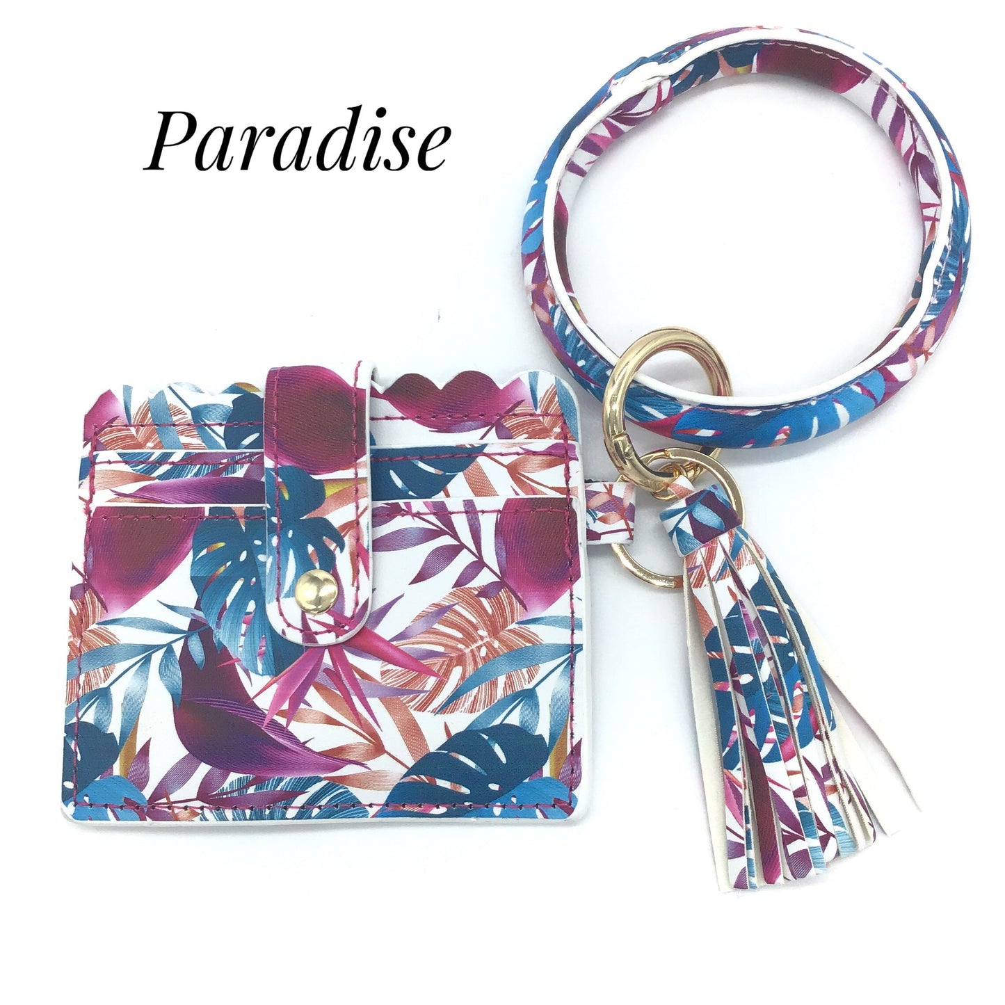 Bracelet Key Chain Wristlet with Card Holder (Multiple Options)