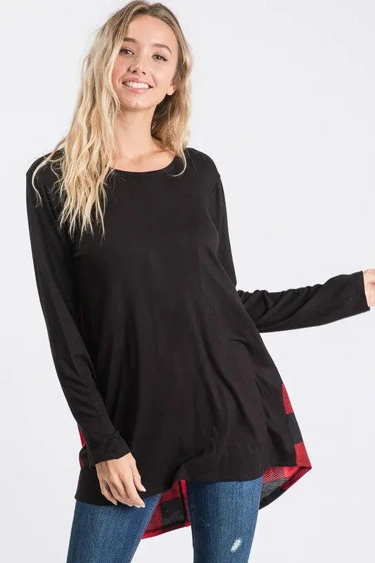 Buffalo Plaid Criss Cross Back Design Tunic/Top