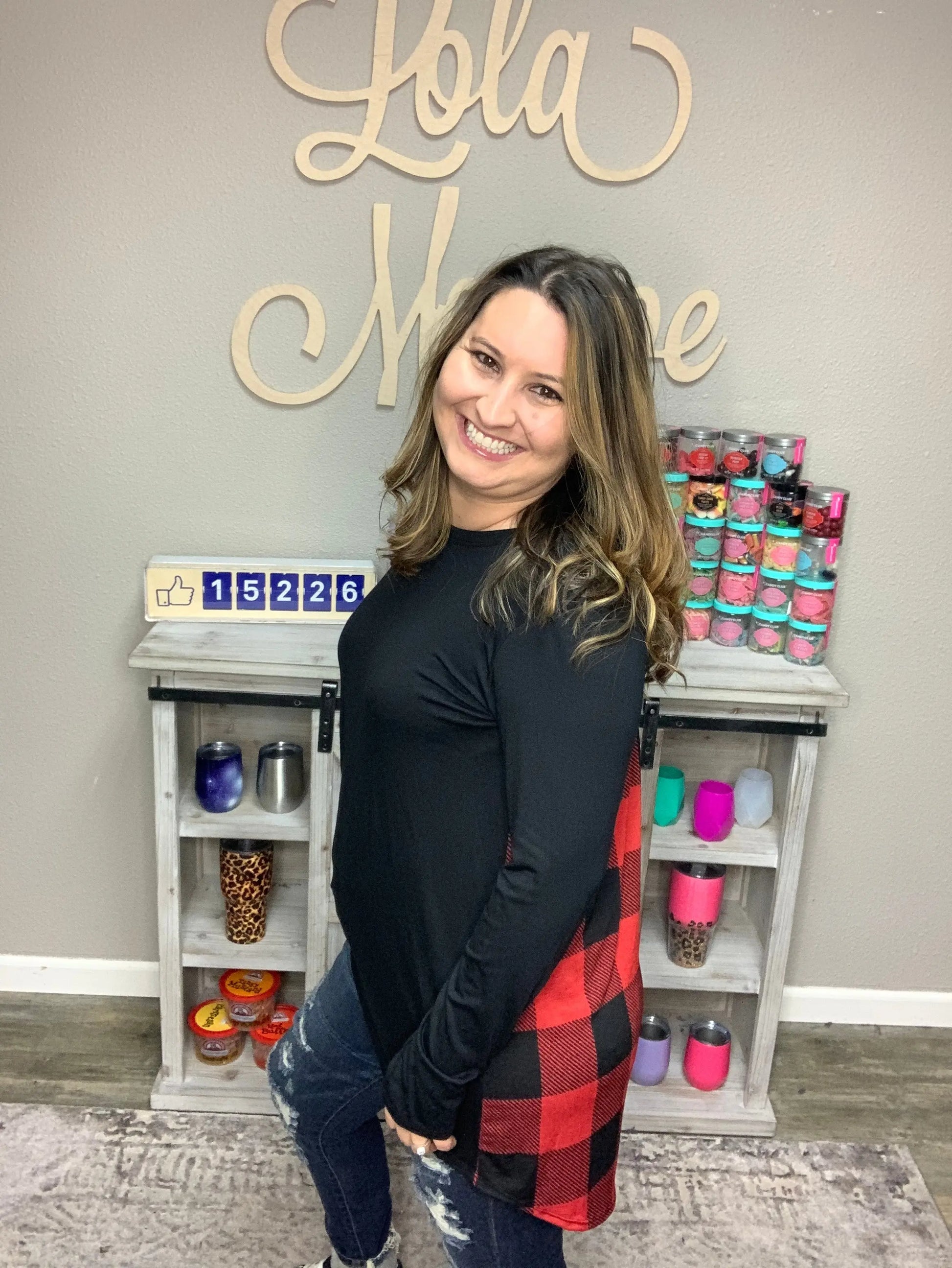 Buffalo Plaid Criss Cross Back Design Tunic/Top