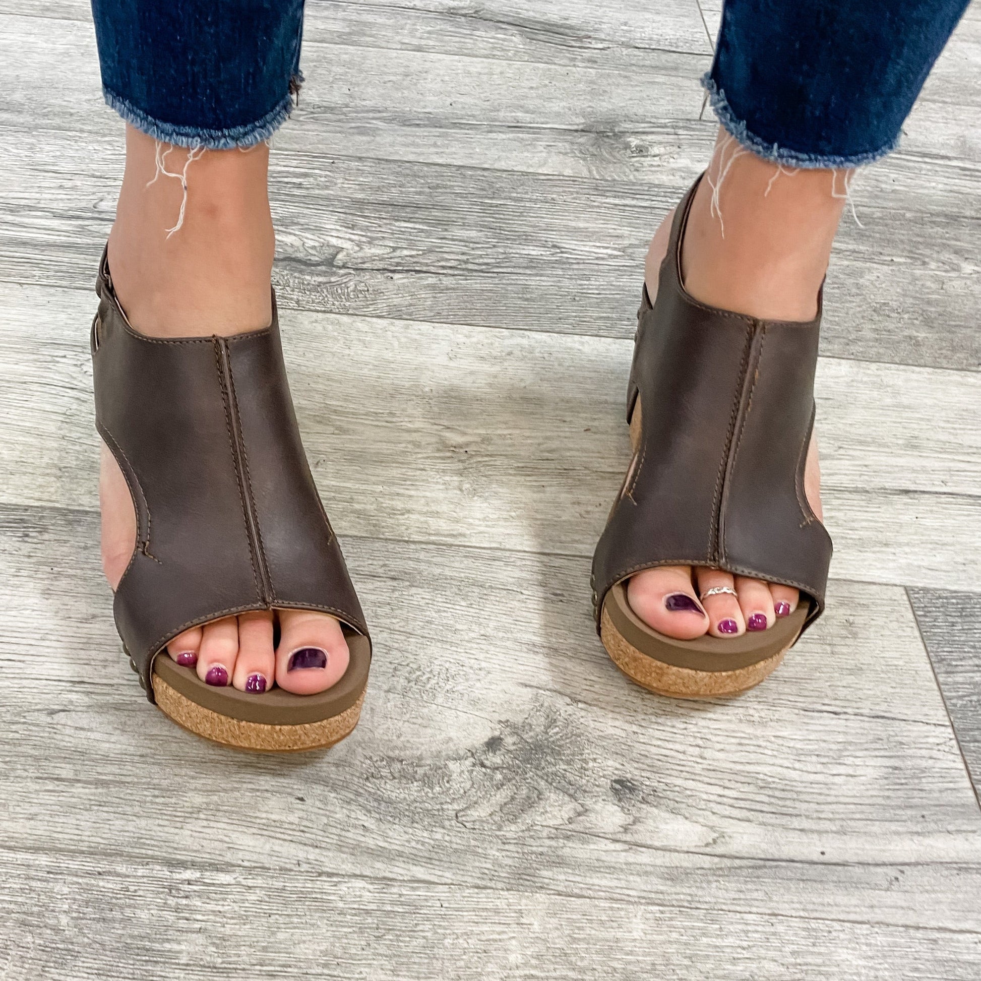 "Carley" Wedge Sandal By Corkys (Smooth Chocolate)-Lola Monroe Boutique
