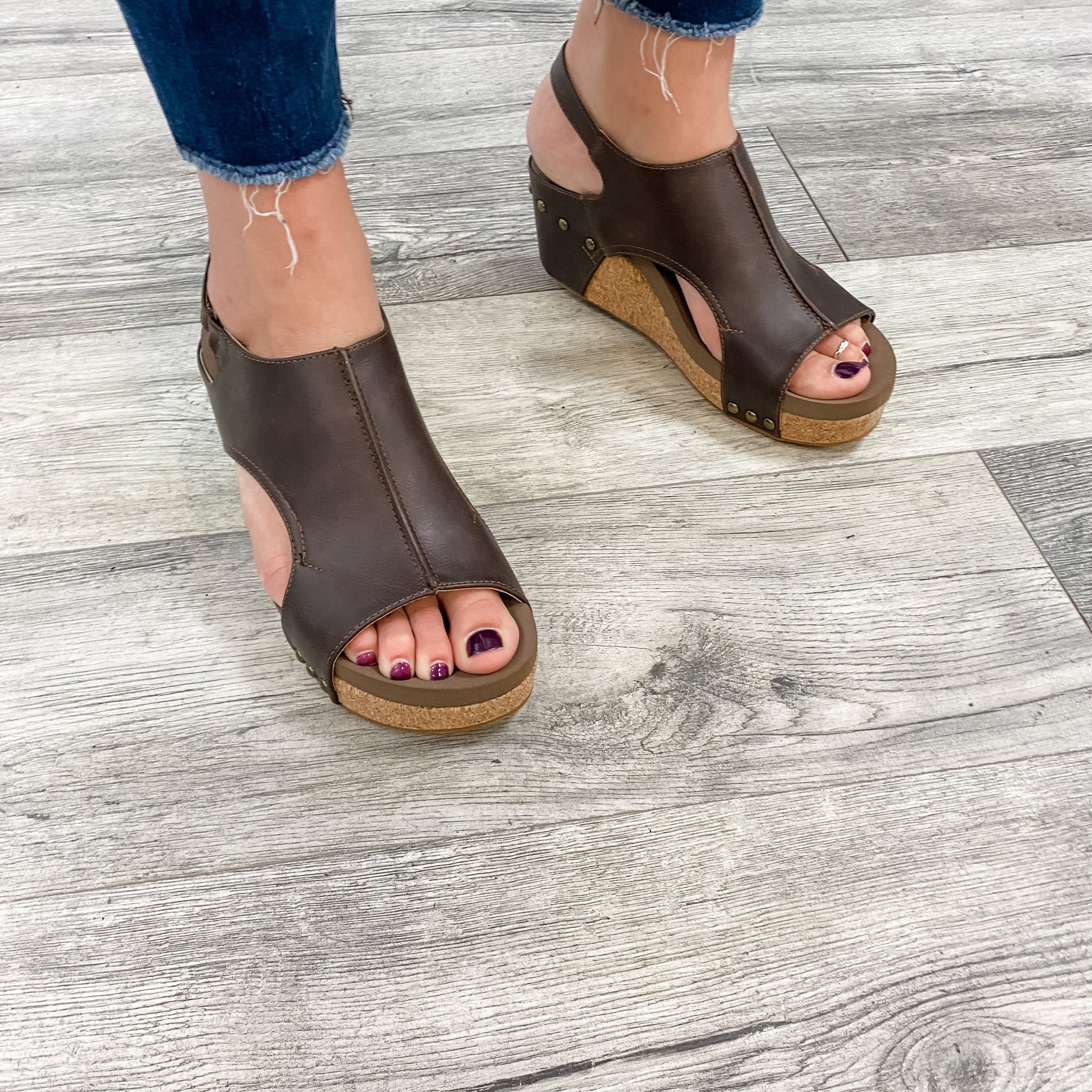 "Carley" Wedge Sandal By Corkys (Smooth Chocolate)-Lola Monroe Boutique