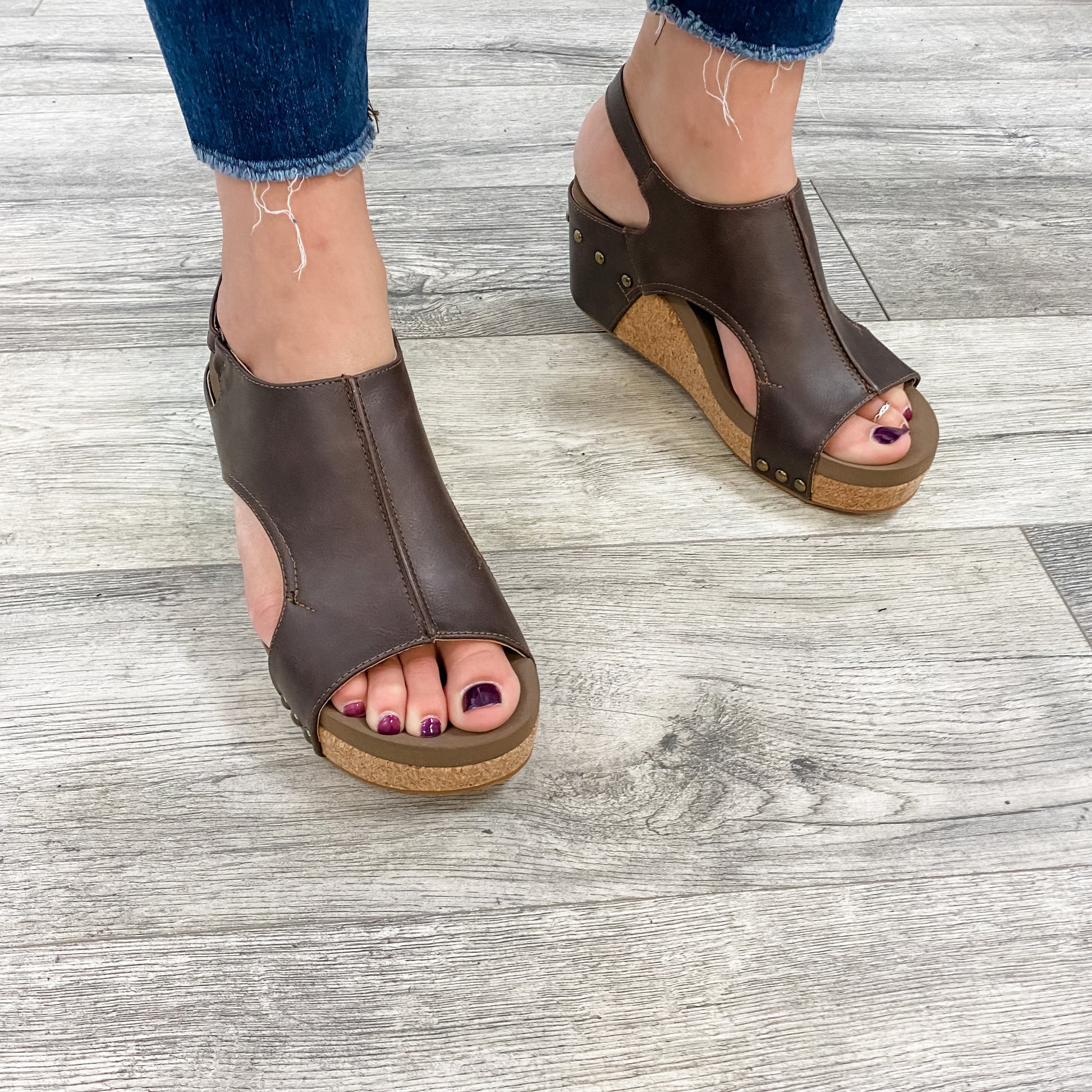 "Carley" Wedge Sandal By Corkys (Smooth Chocolate)-Lola Monroe Boutique