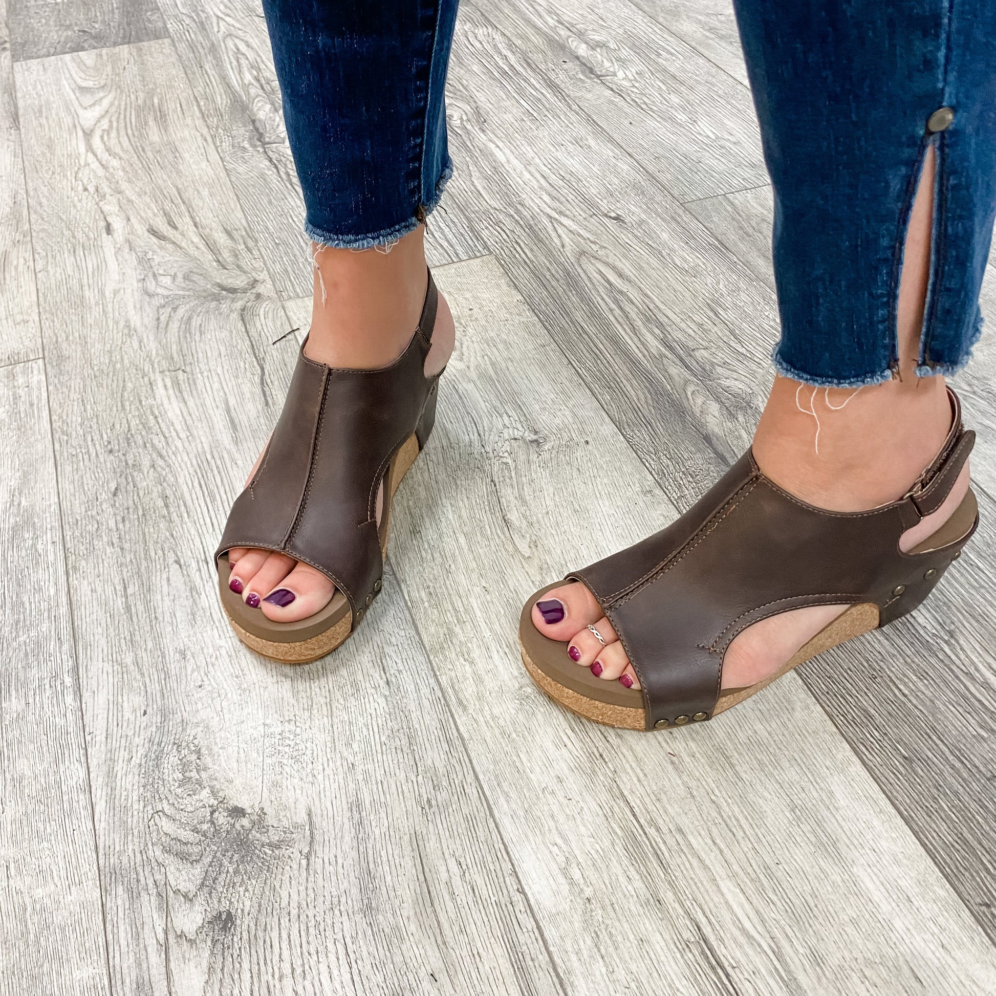 "Carley" Wedge Sandal By Corkys (Smooth Chocolate)-Lola Monroe Boutique