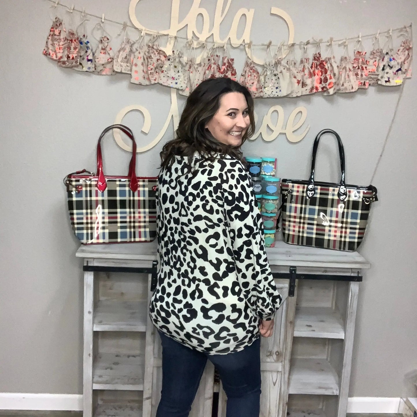 "Cheetah Girl" Boat Neck Puff Sleeve Design Top