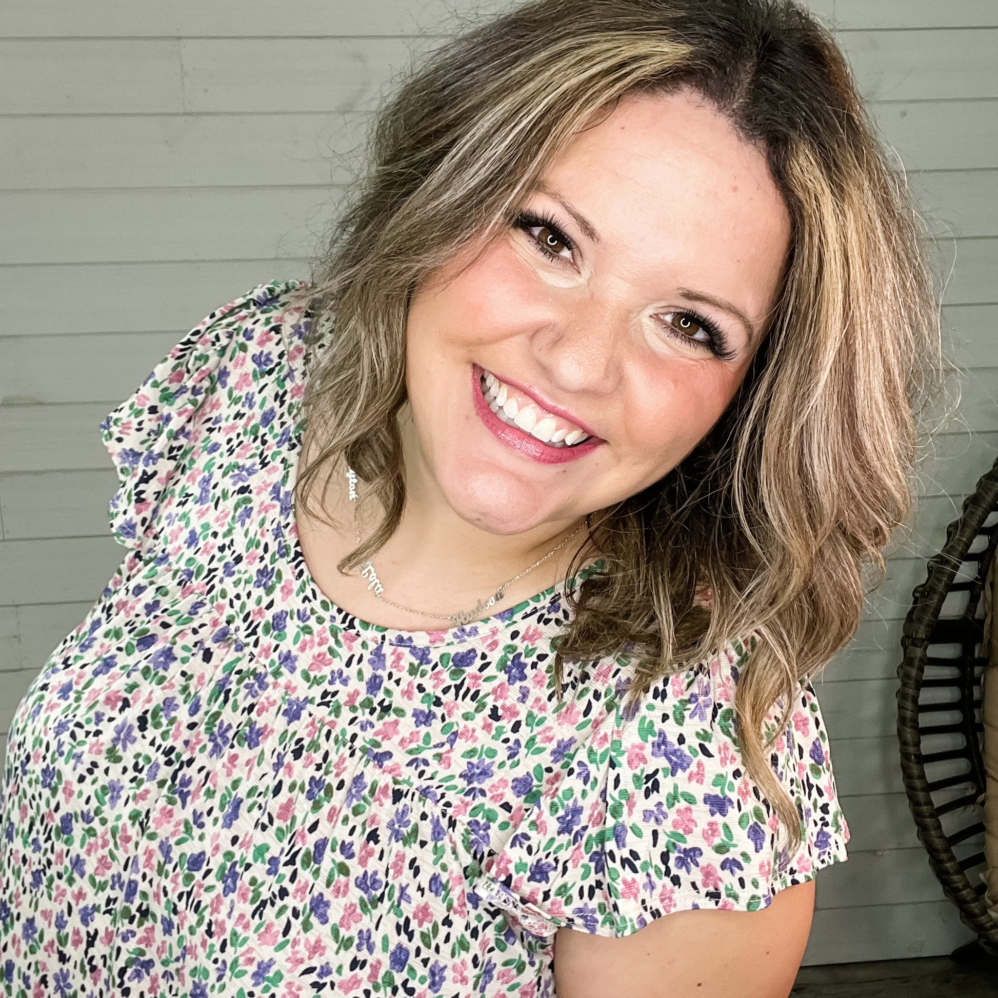 "Christa" Floral Ruffle Cap Sleeve Tiered Top