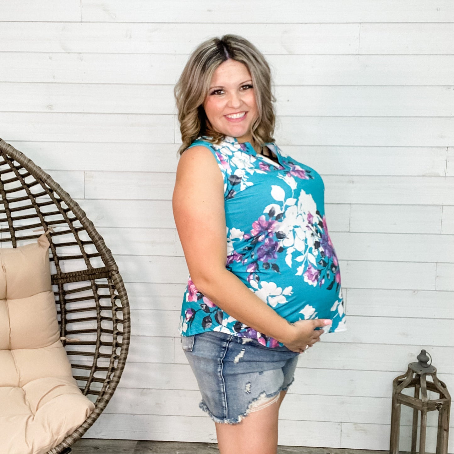 "Ciara" Floral Split Neck Tank