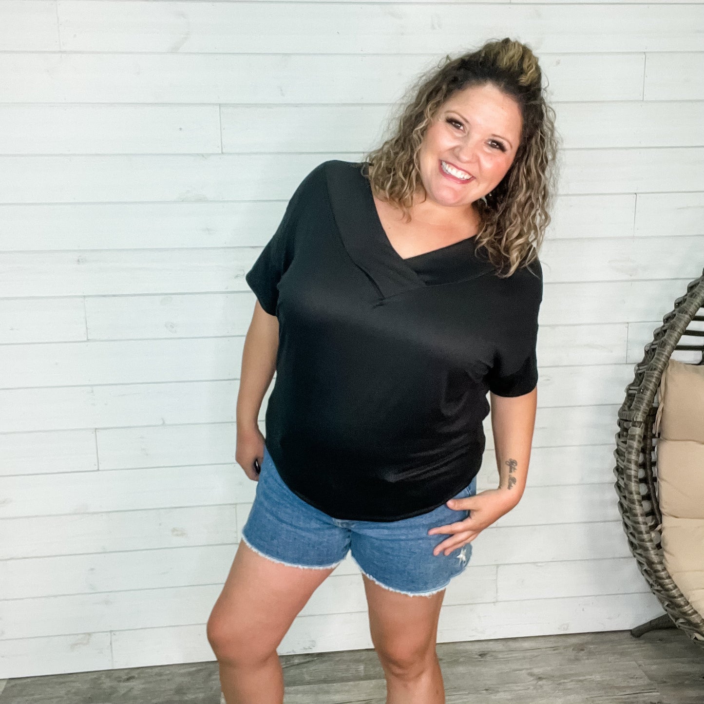 "Clark" V Neck Dolman (Black)
