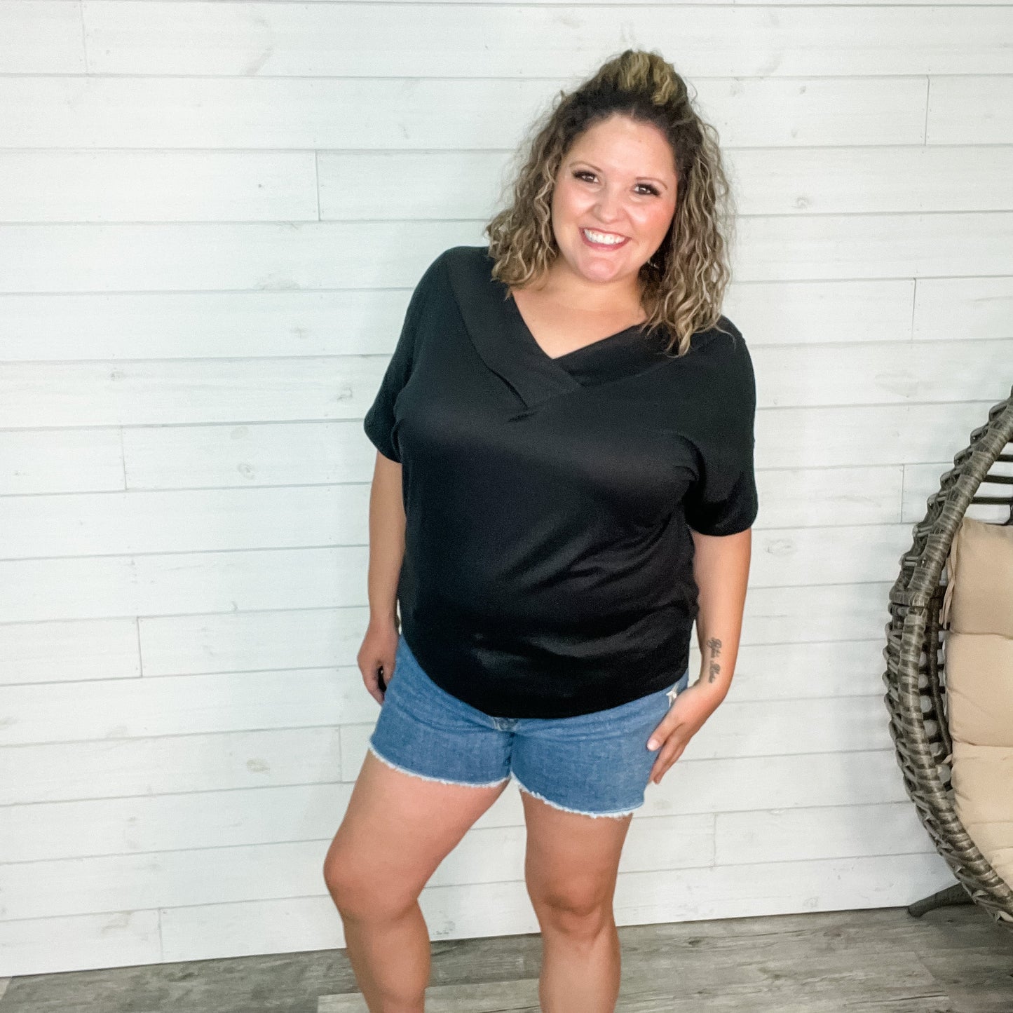 "Clark" V Neck Dolman (Black)