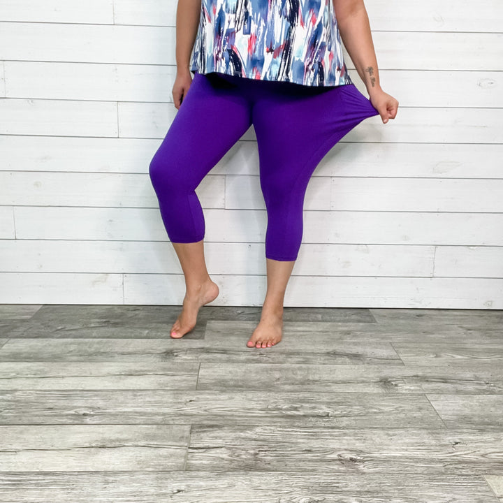 Classic Legging Style Capris With Pocket (Purple)