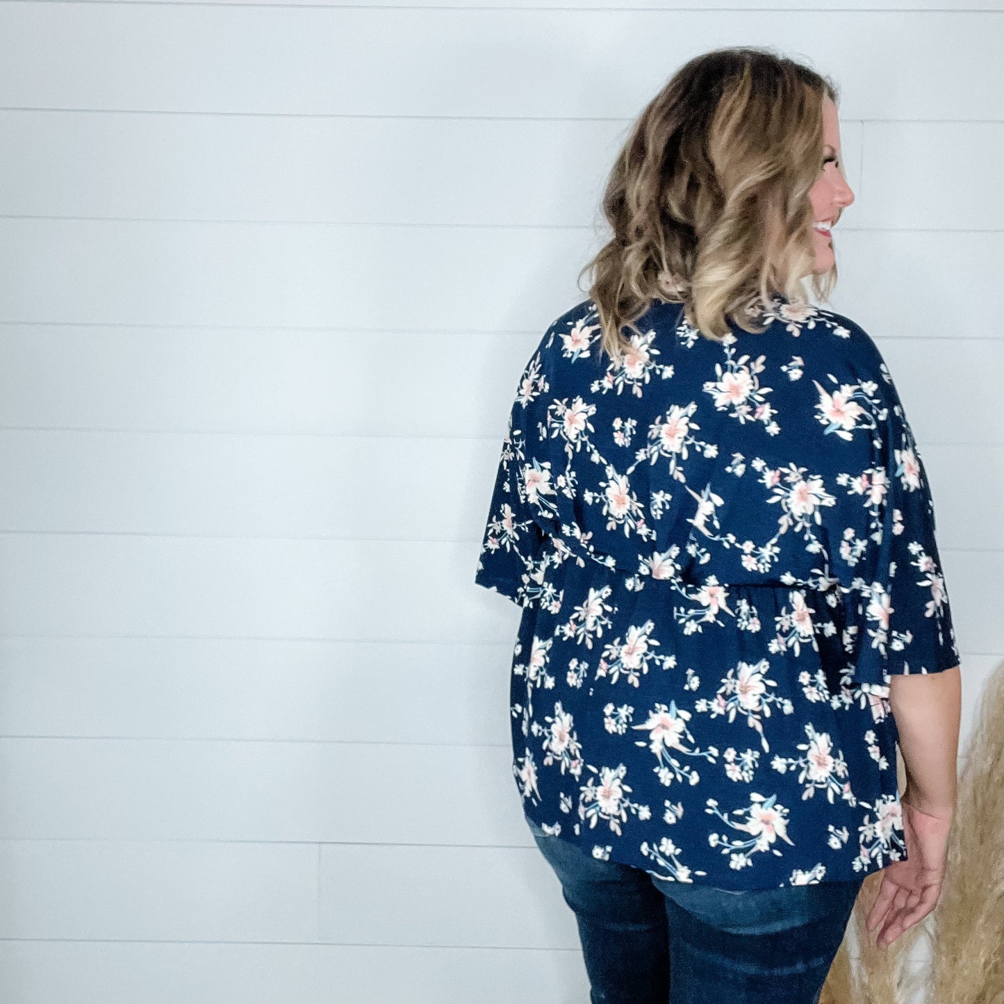 "Commited" Floral V Neck 3/4 Bell Sleeve