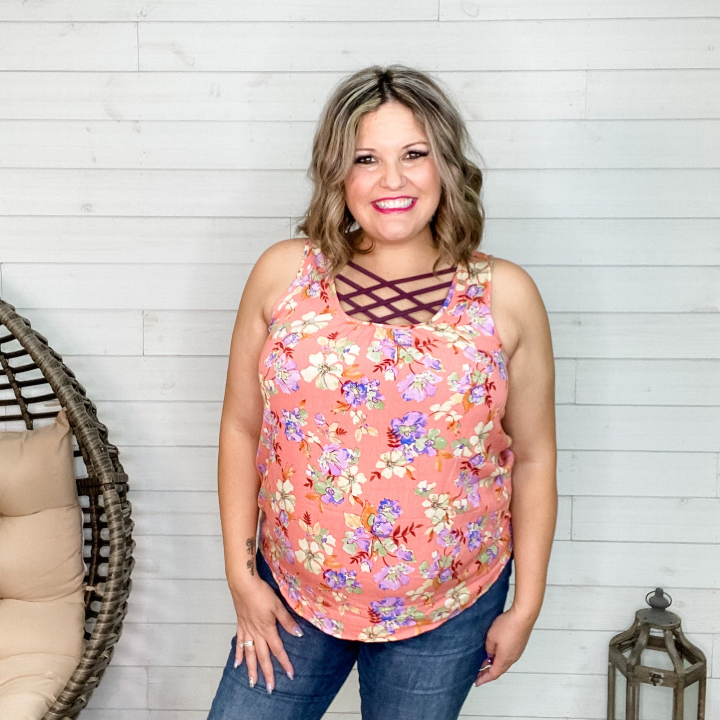 "Coral Kiss" Floral Tank Top